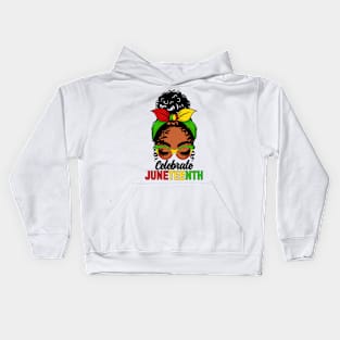 Celebrate Juneteenth Women Girl Messy Bun Kids Hoodie